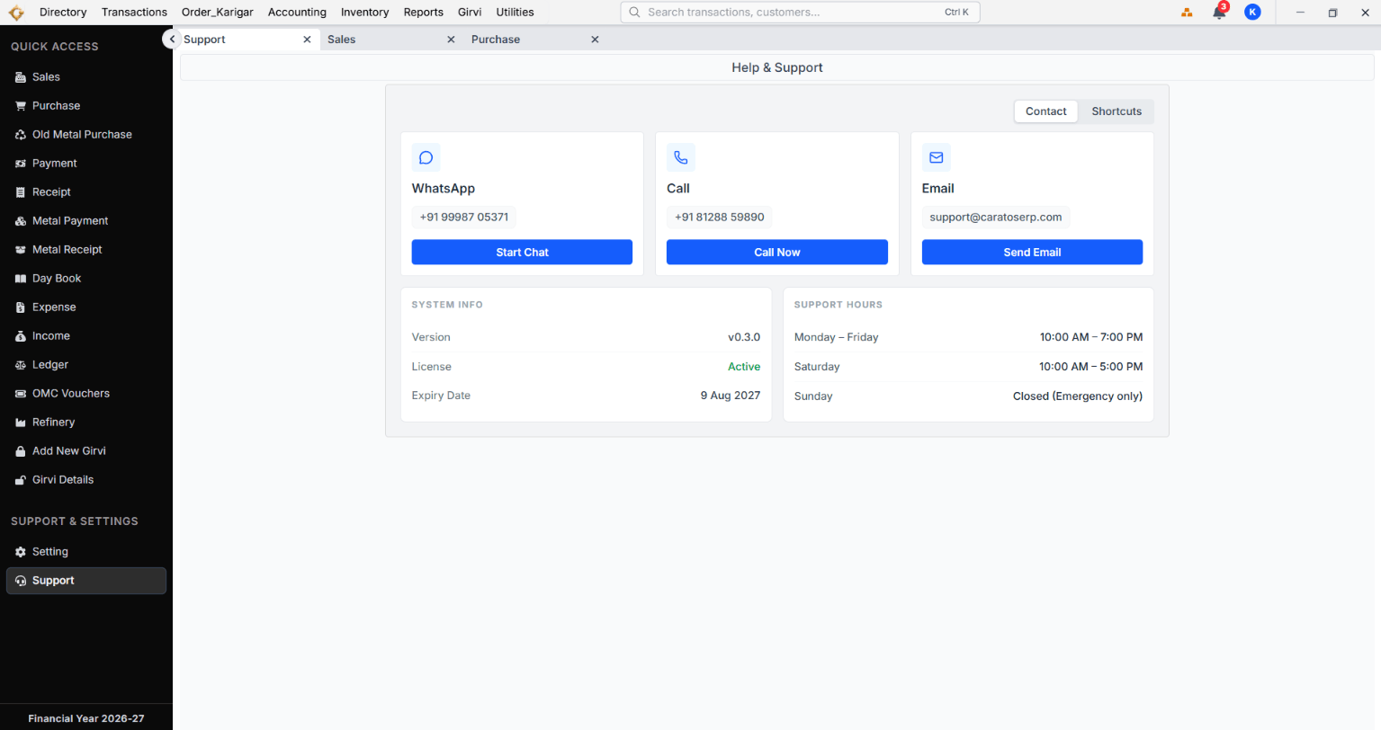 CaratOS running on desktop